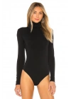Kadın Siyah Balıkçı Yaka Uzun Kollu Çıtçıtlı Sandy Kumaş Basic Tanga Bodysuit