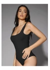 Kadın Siyah Kalın Askılı Kare Yaka Sıfır Kol İpek Jarse Vücudu Saran Basic Bodysuit