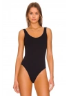 Kadın Siyah Kalın Askılı U Yaka Vücudu Saran Sandy Kumaş Basic Tanga Bodysuit