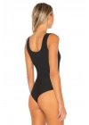 Kadın Siyah Kalın Askılı U Yaka Vücudu Saran Jarse Basic Tanga Bodysuit