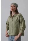 Cepli Kısa Kesim Gömlek - Haki