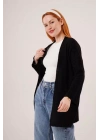 Cepli Salaş Model Triko Uzun Siyah Hırka