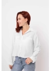 Cepli Uzun Kol Gömlek - Beyaz