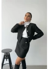 CHANEL CROP CEKET-KISA ETEK TAKIM - Siyah