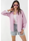 Çizgili Gömlek 20288 - Pembe