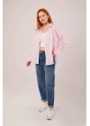 Çizgili Rahat Kesim Pembe Gömlek