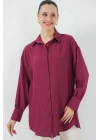 Çizgili Uzun Gömlek Tunik 5963 - Bordo