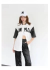Complex Kolları Deri Kolej Oversize T-shirt - Beyaz