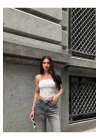 bysoca Kadın Beyaz Güpür Dantel Straplez Büstiyer Yazlık Crop Top