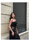 bysoca Kadın Siyah Güpür Dantel Straplez Büstiyer Yazlık Crop Top