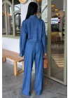 Denim Gömlek Plazzo Pantolon Takım 10163-08