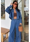 Denim Gömlek Plazzo Pantolon Takım 10163-08