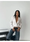 DERİ CROP CEKET TEK DÜĞME - Beyaz
