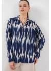Desenli Oversize Gömlek 20301 - Lacivert