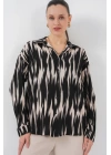 Desenli Oversize Gömlek 20301 - Siyah