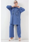 Desenli Tunik Pantolon İkili Takım 6720 - İndigo