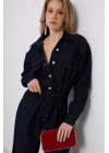 Düğme Detaylı Denim Tulum
