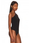 bysoca Kadın Siyah Düşük Omuz Asimetrik Tek Omuz Sıfır Kol Sandy Kumaş Tanga Bodysuit