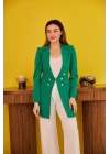 Ekru Blazer Düğmeli Ceket