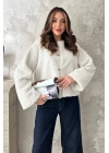 Kadın Ekru Kısa Peluş Ceket