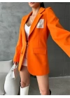 ELLO ETİKETLİ ÇENGELLİ İĞNE DETAYLI CEKET - Orange