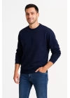 Erkek Üç İplik Düz Bisiklet Yaka SweatShirt - Lacivert