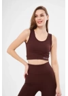 Fitilli Baskılı Crop - Bordo