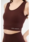 Fitilli Baskılı Crop - Bordo
