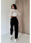 Füme Pensli Lastik Detaylı Pantolon