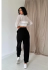 Füme Pensli Lastik Detaylı Pantolon