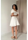Fuşya Brode Crop Ve Mini Etek Takım