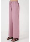Geniş Paça Keten Pantolon 6735 - Gül Kurusu