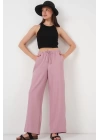 Geniş Paça Keten Pantolon 6735 - Gül Kurusu