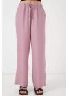 Geniş Paça Keten Pantolon 6735 - Gül Kurusu