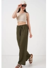 Geniş Paça Keten Pantolon 6735 - Haki
