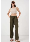Geniş Paça Keten Pantolon 6735 - Haki