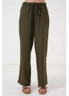 Geniş Paça Keten Pantolon 6735 - Haki