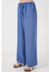 Geniş Paça Keten Pantolon 6735 - İndigo
