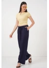 Geniş Paça Keten Pantolon 6735 - Lacivert