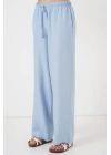 Geniş Paça Keten Pantolon 6735 - Mavi