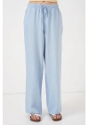Geniş Paça Keten Pantolon 6735 - Mavi