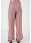Geniş Paça Keten Pantolon 6735 - Pudra
