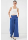 Geniş Paça Pileli Pantolon 6718 - İndigo