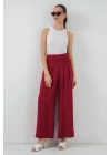 Geniş Paça Pileli Pantolon 6718 - Kırmızı