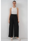 Geniş Paça Pileli Pantolon 6718 - Siyah