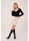 Geniş Yaka Siyah Basic Body Bluz