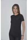 Gögüs Fileli Slim Fit T-shirt - Siyah