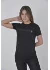 Göğüste Fermuar Aksesuarlı Dar Kalıp T-Shirt - Siyah