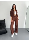 Gömlek Pantolon Ikili Takım - Kahverengi