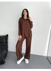 Gömlek Pantolon Ikili Takım - Kahverengi